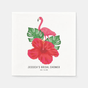 Hibiskus- und Flamingo-Tropical-Brautdusche Serviette