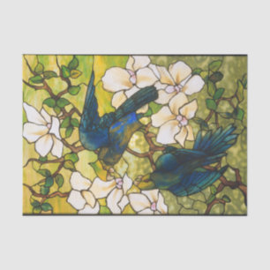 Hibiskus- und Parrots-Glasfenster Seidenpapier