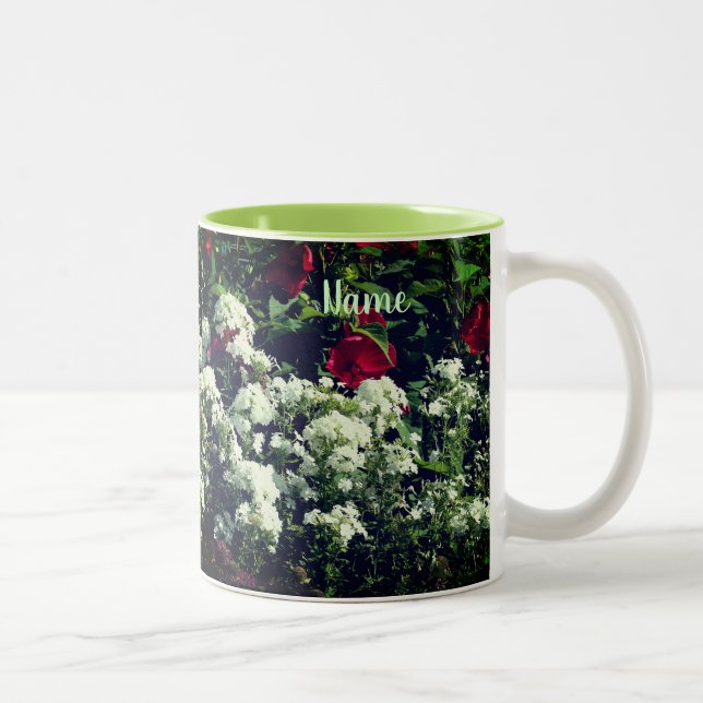 Hibiskus und Phlox-Blume Personalisiert Zweifarbige Tasse (Rechts)