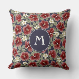 Hibiskus und Plumeria - Maroon Kissen