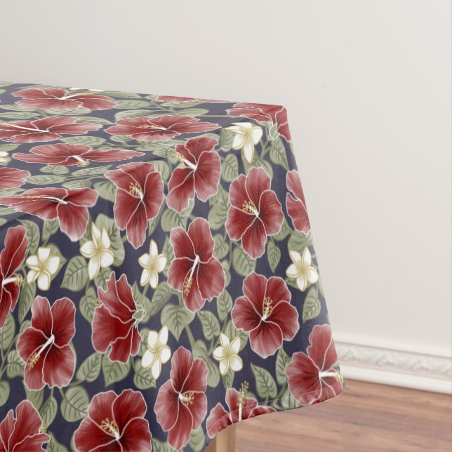 Hibiskus und Plumeria - Maroon Tischdecke (Beispiel)