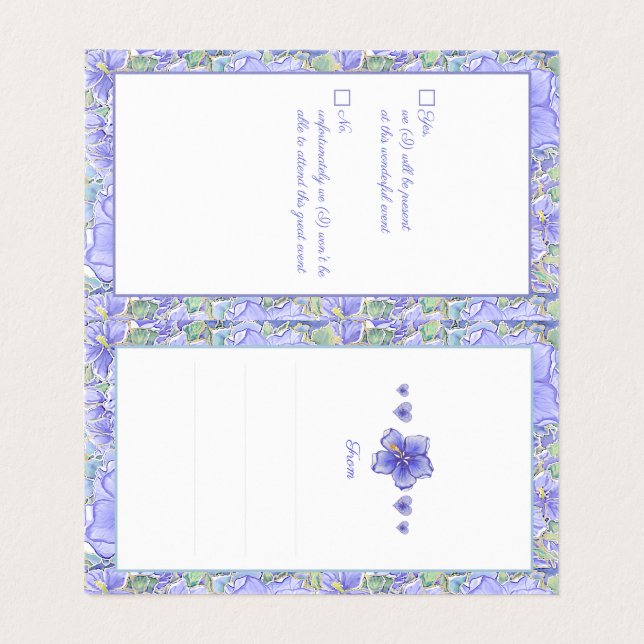 Hibiskus und Spitze BLAU (Innenseite Aufgefaltet)