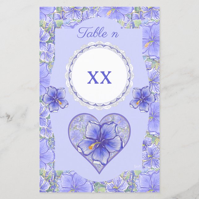 Hibiskus und Spitze BLAU (Rückseite)