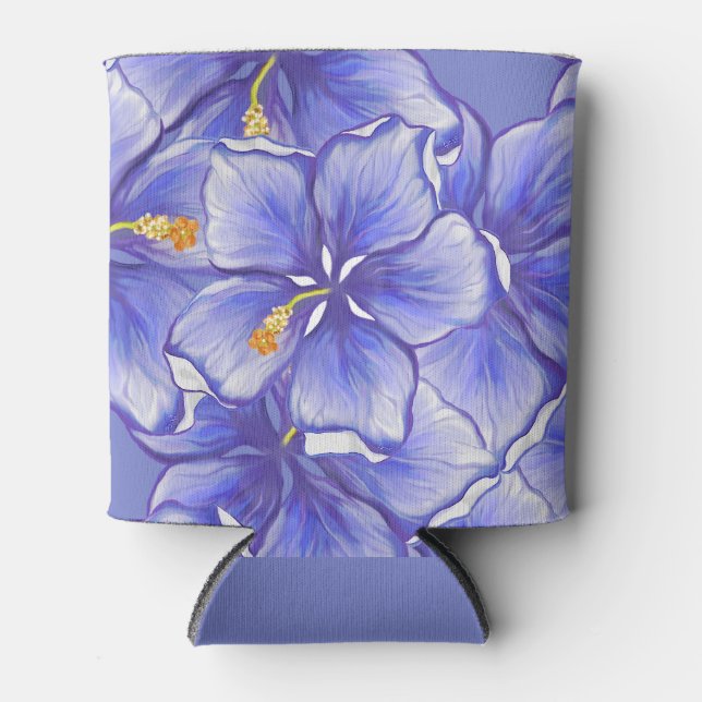 Hibiskus und Spitze BLAU Dosenkühler (Vorderseite)