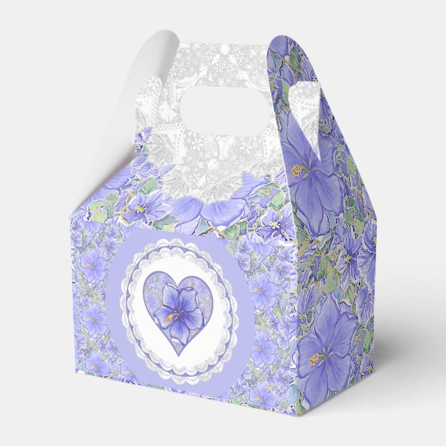 Hibiskus und Spitze BLAU Geschenkschachtel (Vorderseite)