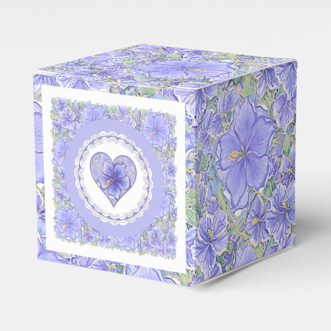 Hibiskus und Spitze BLAU Geschenkschachtel (Vorderseite)