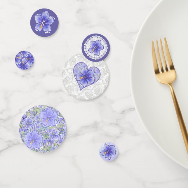 Hibiskus und Spitze BLAU Konfetti (Gruppe)