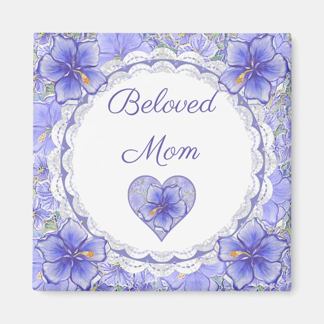 Hibiskus und Spitze BLAU Magnet (Vorne)