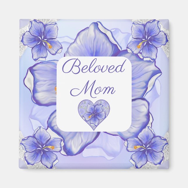 Hibiskus und Spitze BLAU Magnet (Vorne)