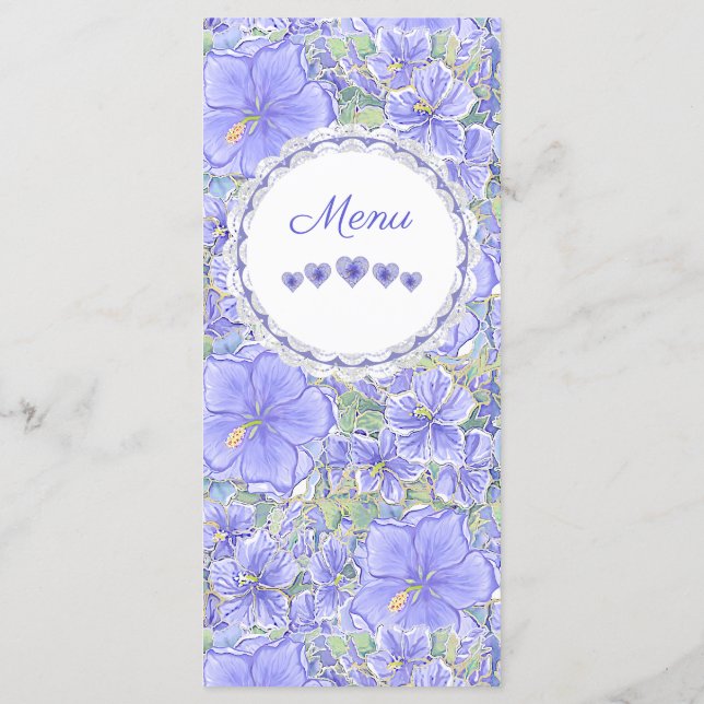 Hibiskus und Spitze BLAU Menükarte (Rückseite)
