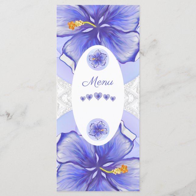 Hibiskus und Spitze BLAU Menükarte (Rückseite)