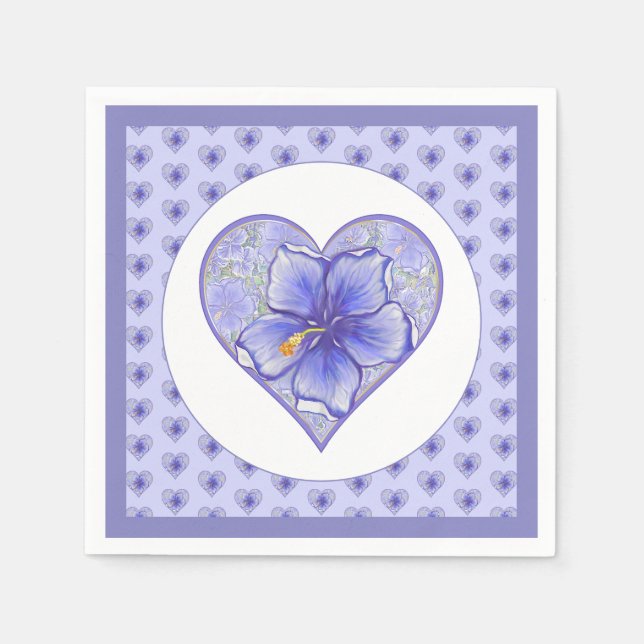 Hibiskus und Spitze BLAU Serviette (Vorderseite)