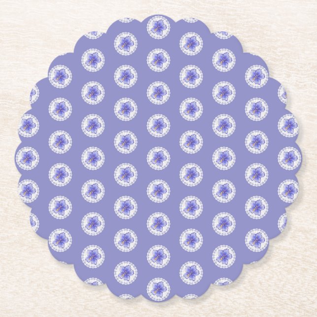 Hibiskus und Spitze BLAU Untersetzer (Vorderseite)