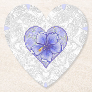 Hibiskus und Spitze BLAU Untersetzer