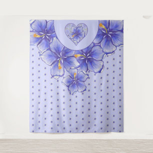 Hibiskus und Spitze BLAU Wandteppich