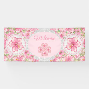 Hibiskus und Spitzen PINK Banner