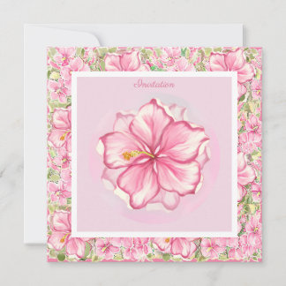 Hibiskus und Spitzen PINK Einladung