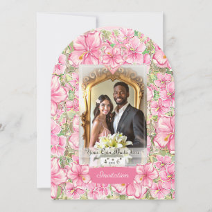 Hibiskus und Spitzen PINK Einladung