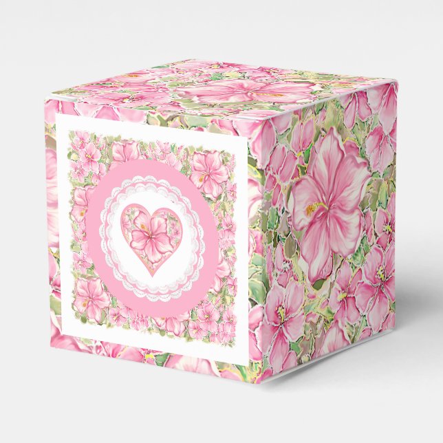 Hibiskus und Spitzen PINK Geschenkschachtel (Vorderseite)