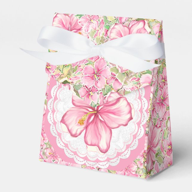 Hibiskus und Spitzen PINK Geschenkschachtel (Vorderseite)