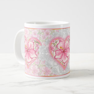 Hibiskus und Spitzen PINK Jumbo-Tasse