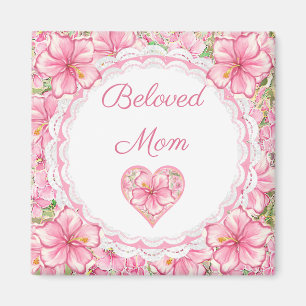 Hibiskus und Spitzen PINK Magnet