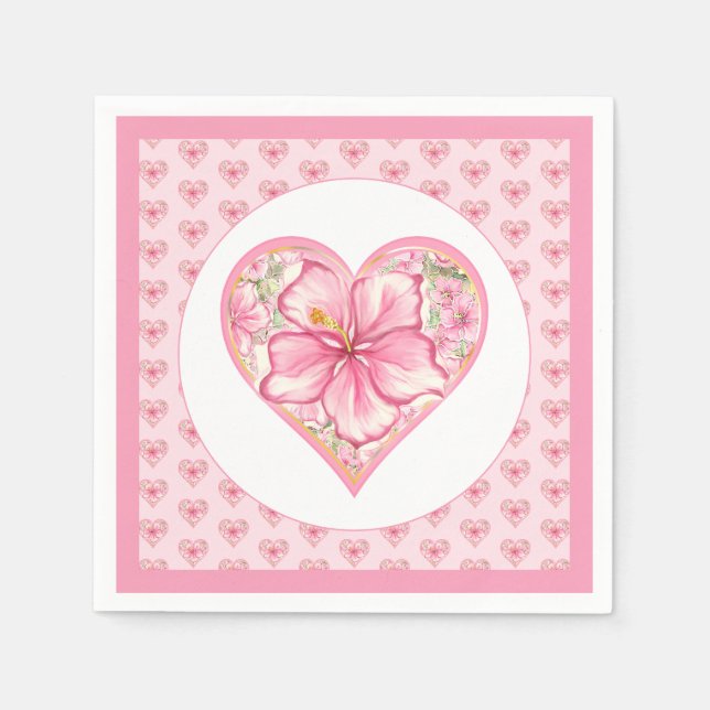 Hibiskus und Spitzen PINK Serviette (Vorderseite)