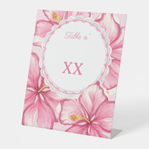 Hibiskus und Spitzen PINK Sockelschild