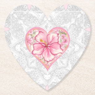 Hibiskus und Spitzen PINK Untersetzer