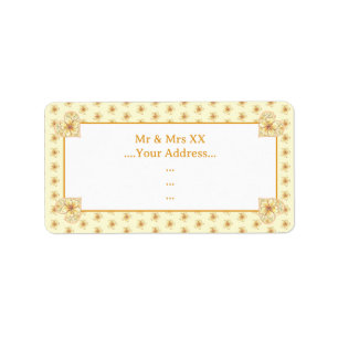 Hibiskus und Spitzen YELLOW Adressaufkleber