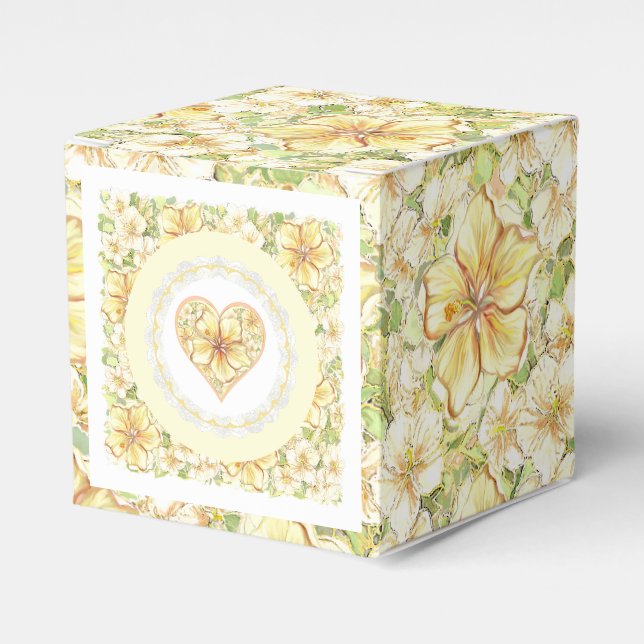 Hibiskus und Spitzen YELLOW Geschenkschachtel (Vorderseite)