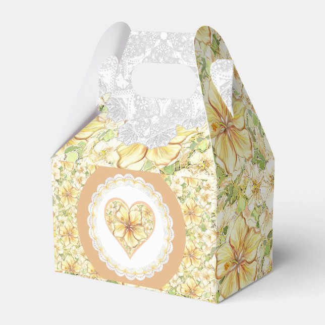 Hibiskus und Spitzen YELLOW Geschenkschachtel (Vorderseite)