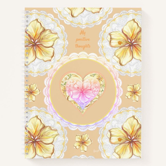 Hibiskus und Spitzen YELLOW Notizbuch (Vorderseite)