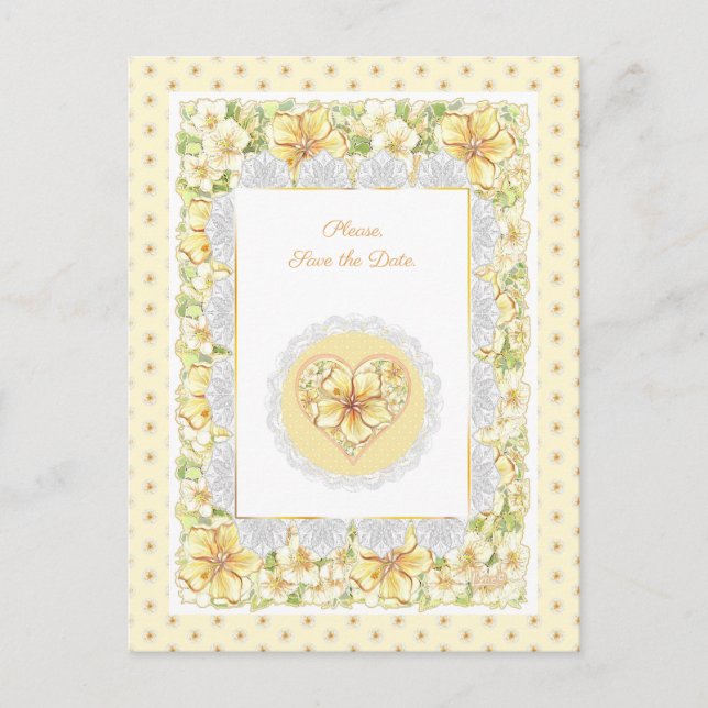 Hibiskus und Spitzen YELLOW Postkarte (Vorderseite)
