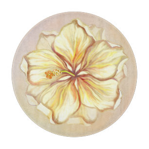 Hibiskus und Spitzen YELLOW Schneidebrett
