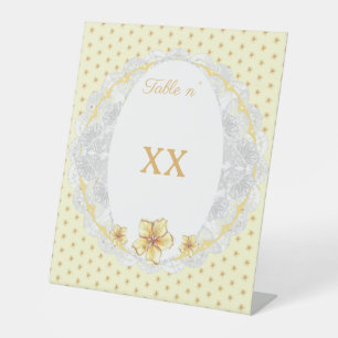 Hibiskus und Spitzen YELLOW Sockelschild