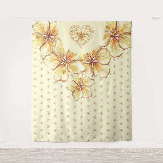 Hibiskus und Spitzen YELLOW Wandteppich (Vorderseite)