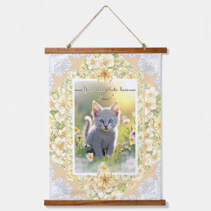 Hibiskus und Spitzen YELLOW Wandteppich Mit Holzrahmen