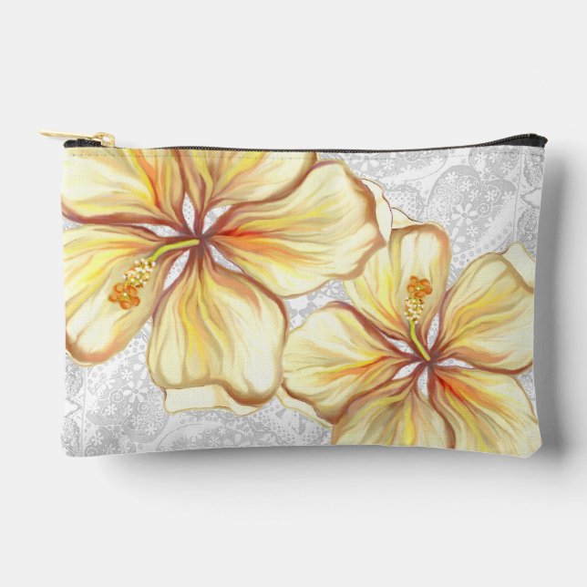Hibiskus und Spitzen YELLOW Zubehörtasche (Vorderseite)
