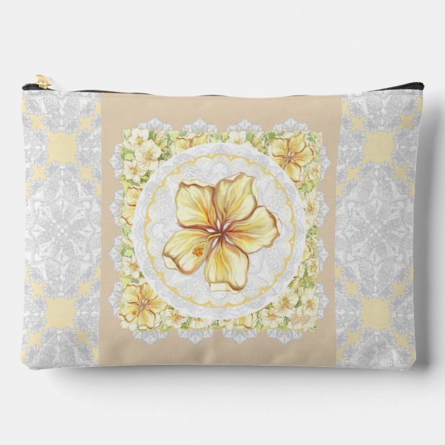 Hibiskus und Spitzen YELLOW Zubehörtasche (Vorderseite)