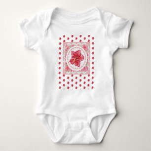 Hibiskus und Spitzenleistung ROT Baby Strampler