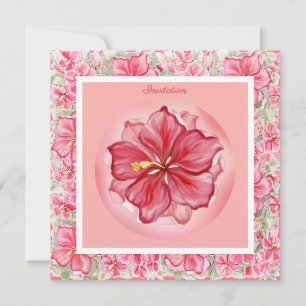 Hibiskus und Spitzenleistung ROT Einladung