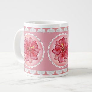 Hibiskus und Spitzenleistung ROT Jumbo-Tasse