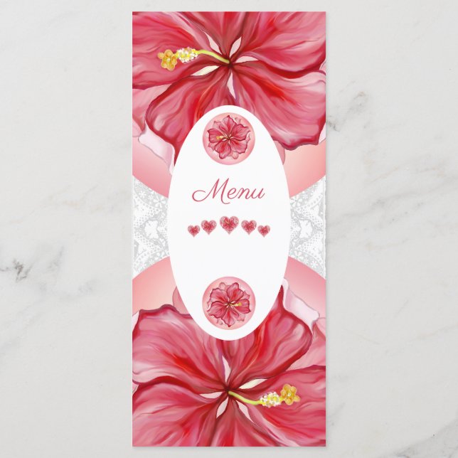 Hibiskus und Spitzenleistung ROT Menükarte (Rückseite)