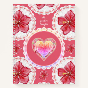 Hibiskus und Spitzenleistung ROT Notizbuch