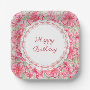 Hibiskus und Spitzenleistung ROT Pappteller