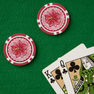Hibiskus und Spitzenleistung ROT Pokerchips