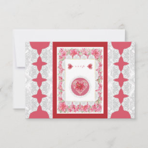 Hibiskus und Spitzenleistung ROT RSVP Karte