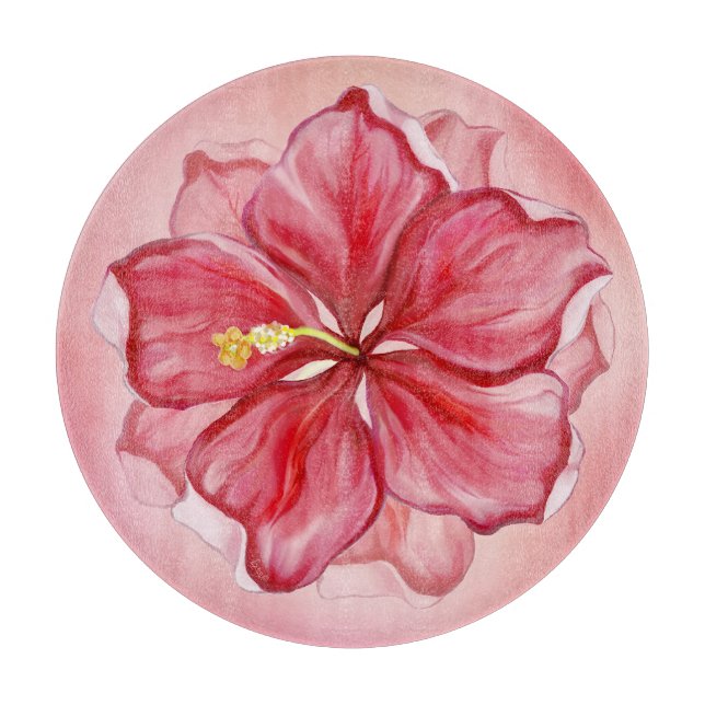 Hibiskus und Spitzenleistung ROT Schneidebrett (Vorderseite)