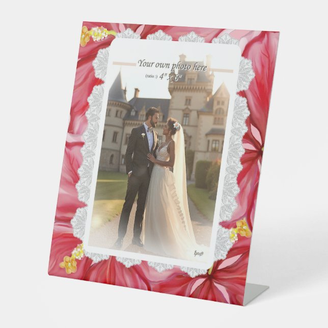 Hibiskus und Spitzenleistung ROT Sockelschild (Vorderseite)